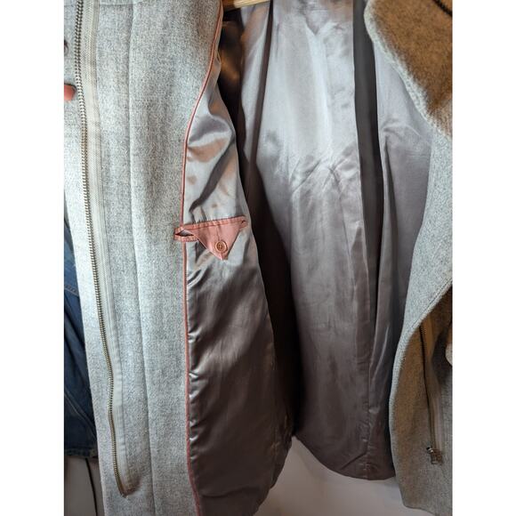J.Crew Italian Stadium Cloth Wool Coat Gray Funnel Neck Pockets Winter Size 10 - Picture 7 of 10